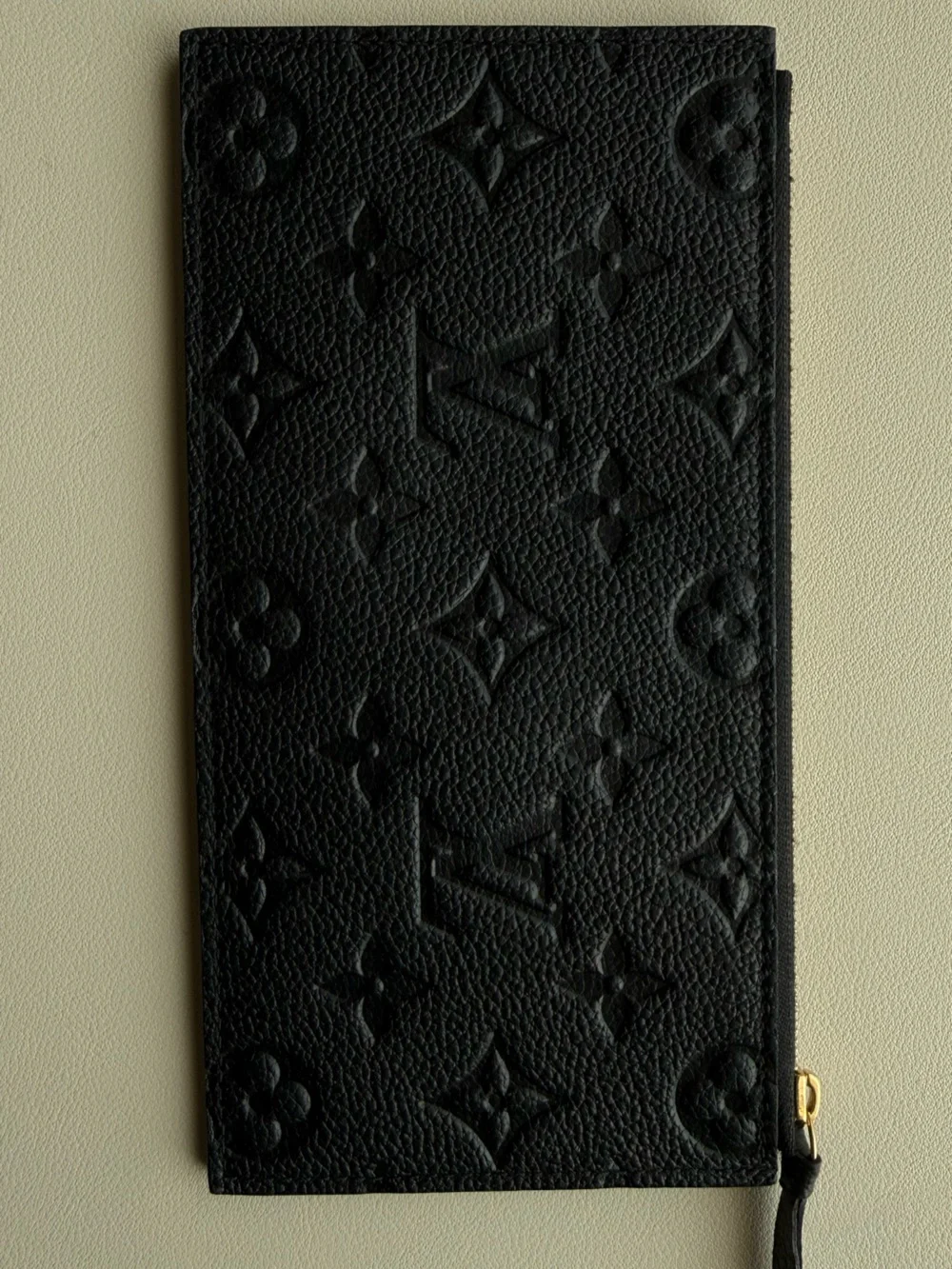 Louis Vuitton LV Black Pochette Embossed Monogram Long Zip Wallet - LIKE NEW